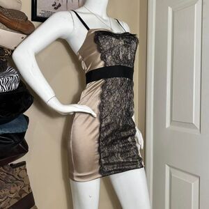 Vintage Bebe Gold & Lace Party Dress✨ - Size XXS